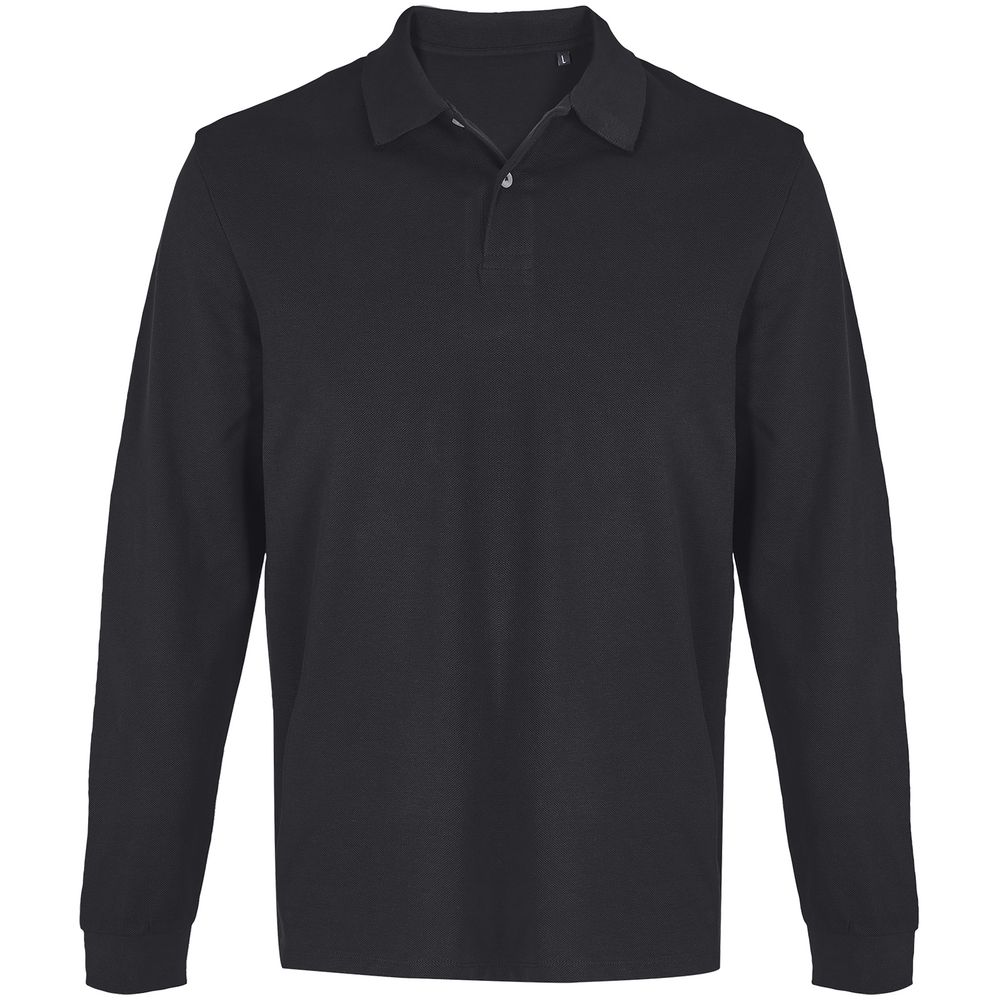 Рубашка поло унисекс с длинным рукавом Pacific LSL, черная-1