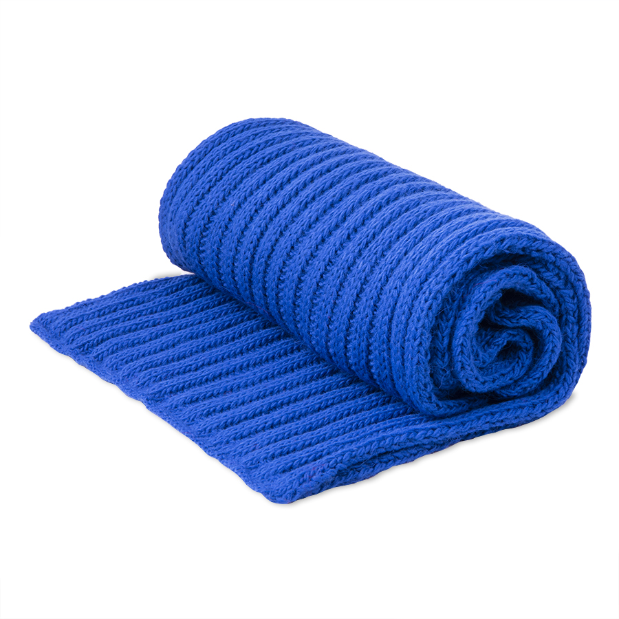 Шарф вязаный НАСВЯЗИ© шерсть/акрил, ярко-синий-0