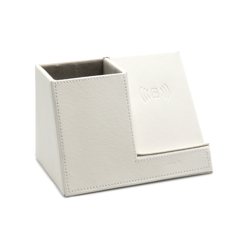 Настольный органайзер Ron c беспроводной зарядкой, Белый-1