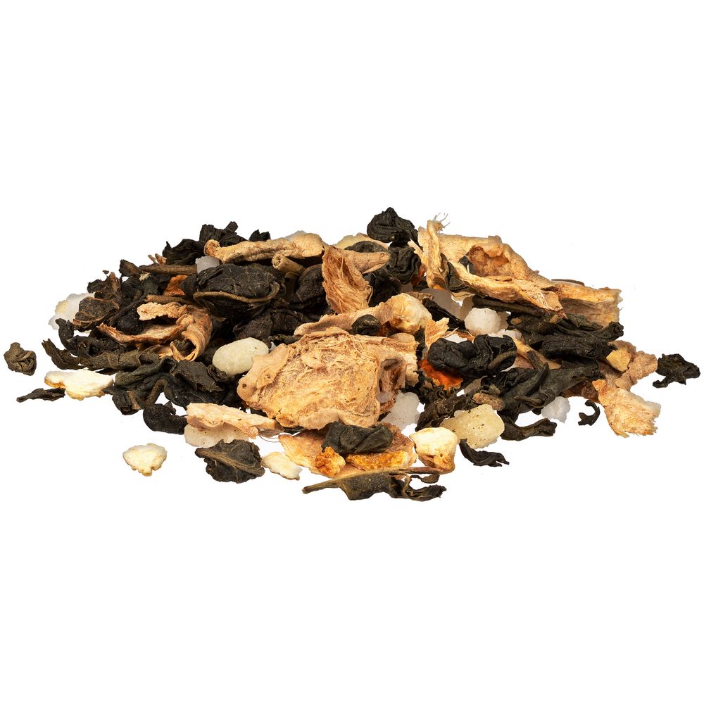 Чай «Сокочай», зеленый с соком имбиря, с кусочками имбиря, апельсина и медом-1