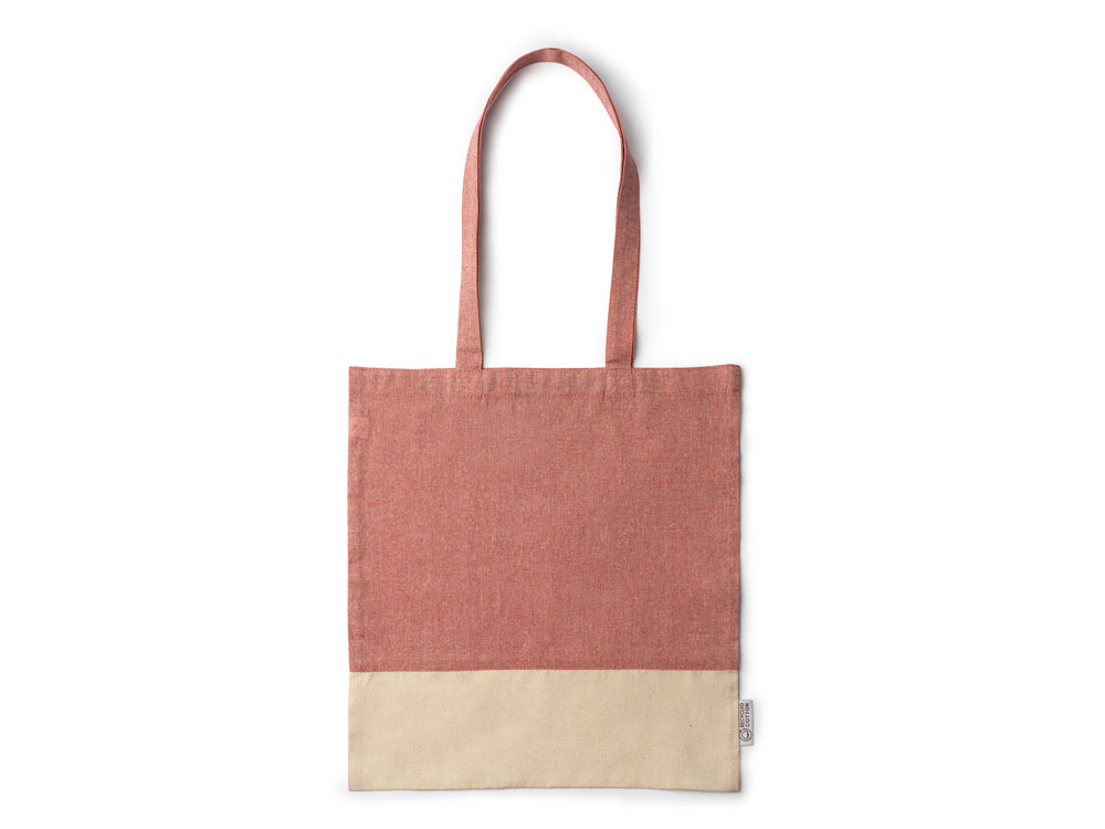 Сумка из переработанного хлопка PALMIRA, красный/натуральный-2
