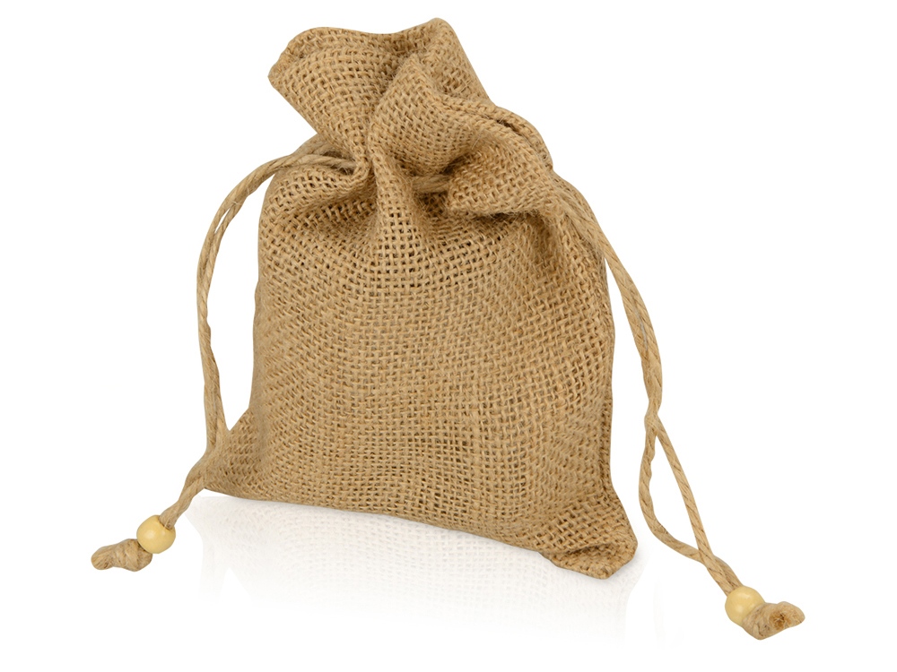 Мешочек подарочный, джут, средний, натуральный-0