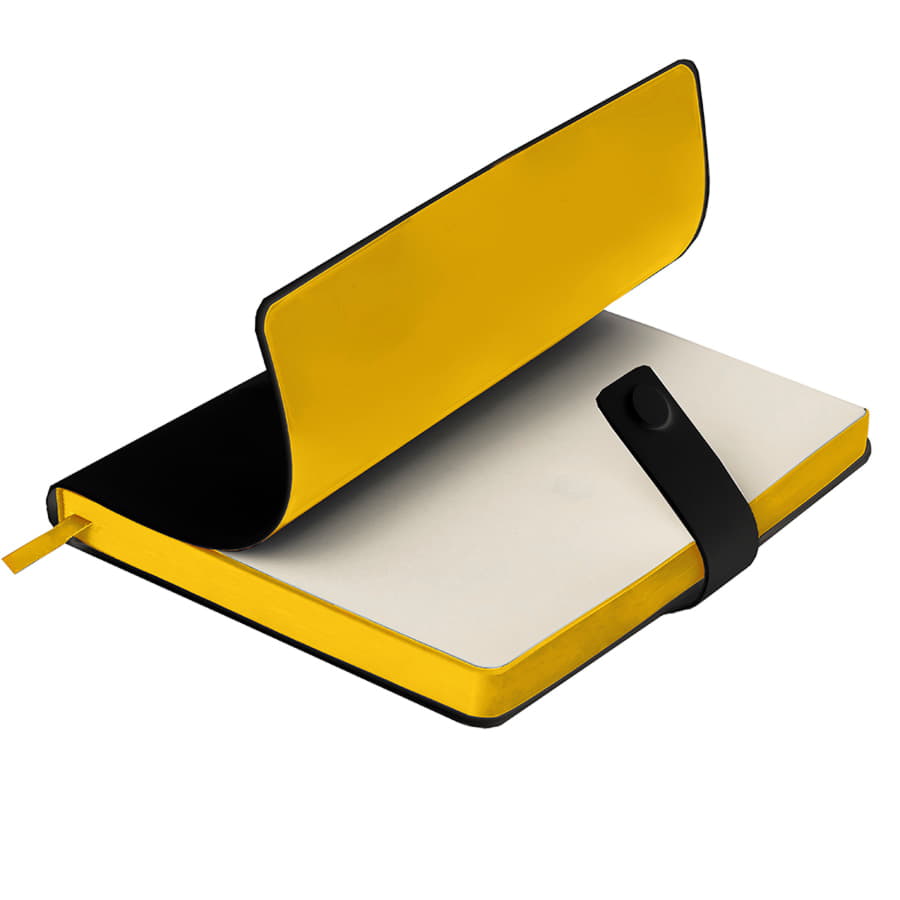 Ежедневник недатированный Stellar, А5, черный, кремовый блок  в линейку, с желтым обрезом, черный, желтый-7