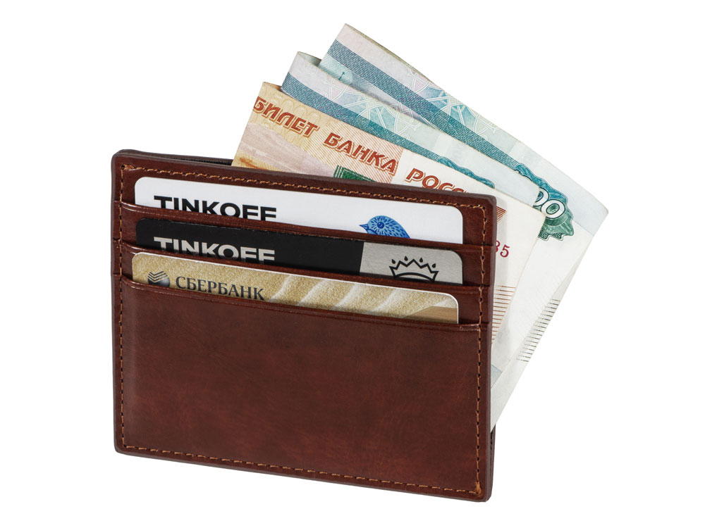 Картхолдер для 6 пластиковых карт с RFID-защитой Fabrizio, коричневый-2