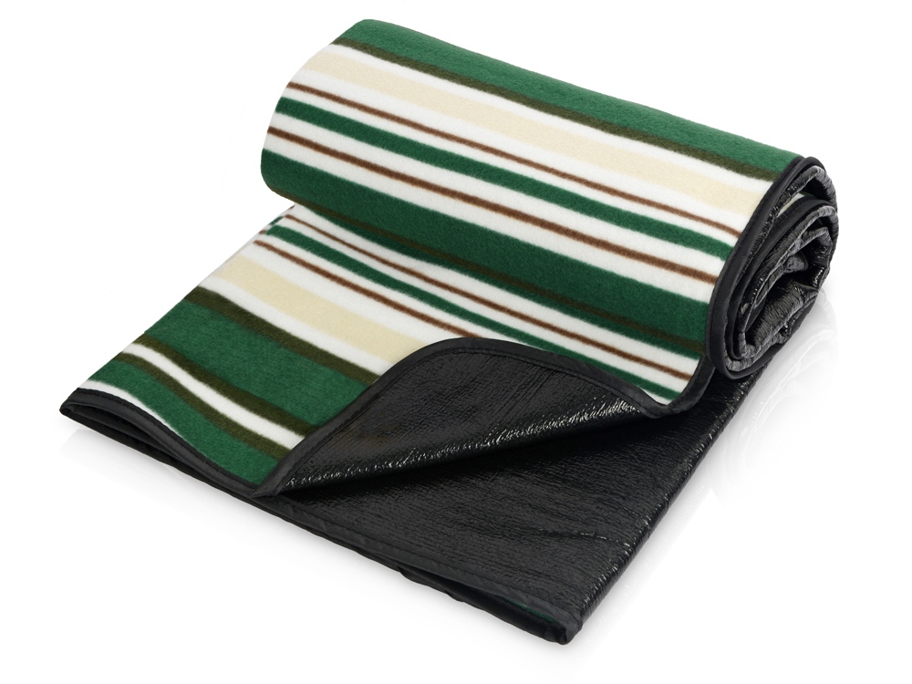 Плед в полоску в сумке Junket, зеленый-1