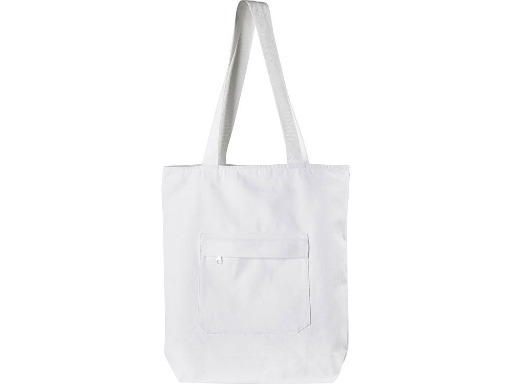 Сумка на молнии Zipper из хлопка 280 г c карманом на молнии спереди, белый-4