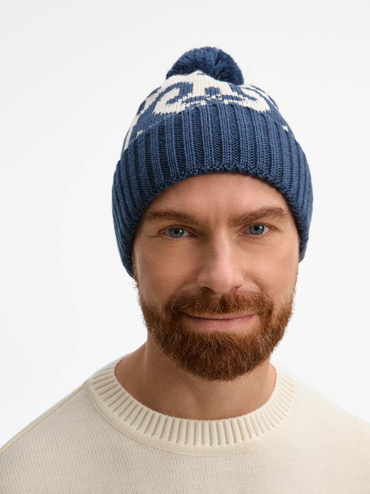 Шапка Wintertude, синяя с белым-3