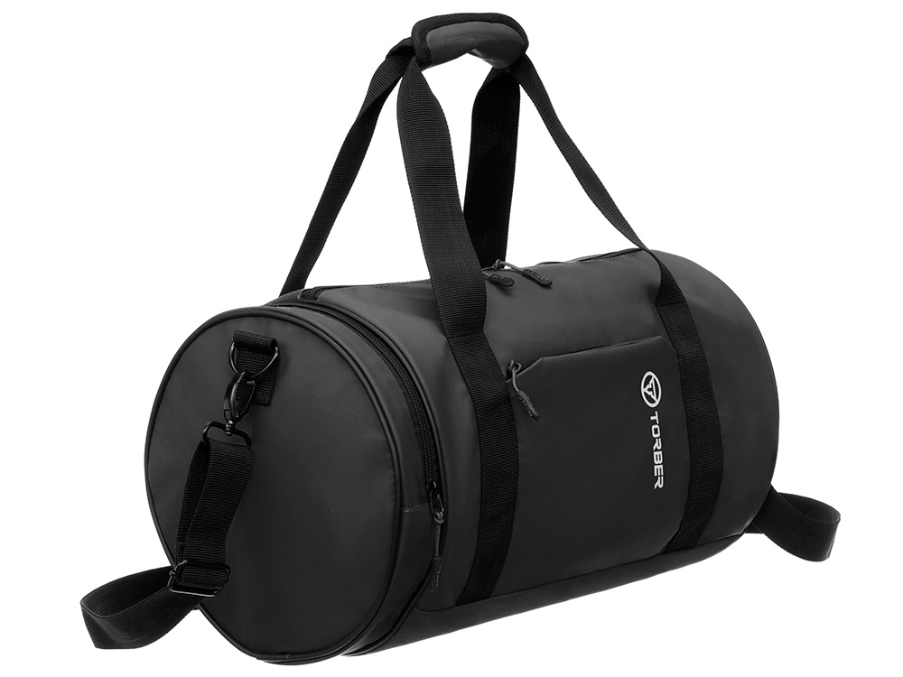 Сумка спортивная TORBER Mobi, чёрный, полиэстер 900D с PU покрытием, 45 х 25 х 25 см-1