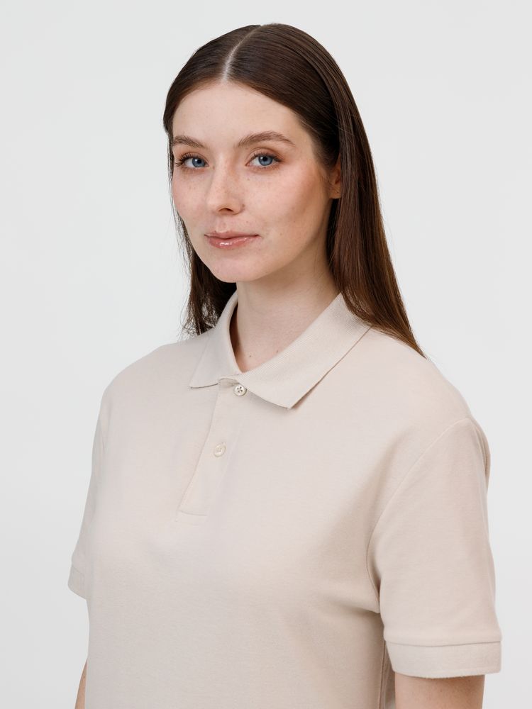 Рубашка поло унисекс Pacific, бежевая (льняная)-7