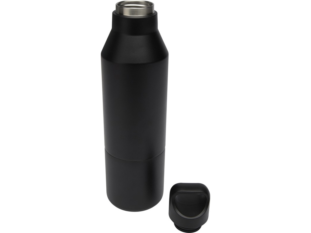 Изолированная бутылка из переработанной нержавеющей стали Odessy объемом 600 мл, сплошной черный-3