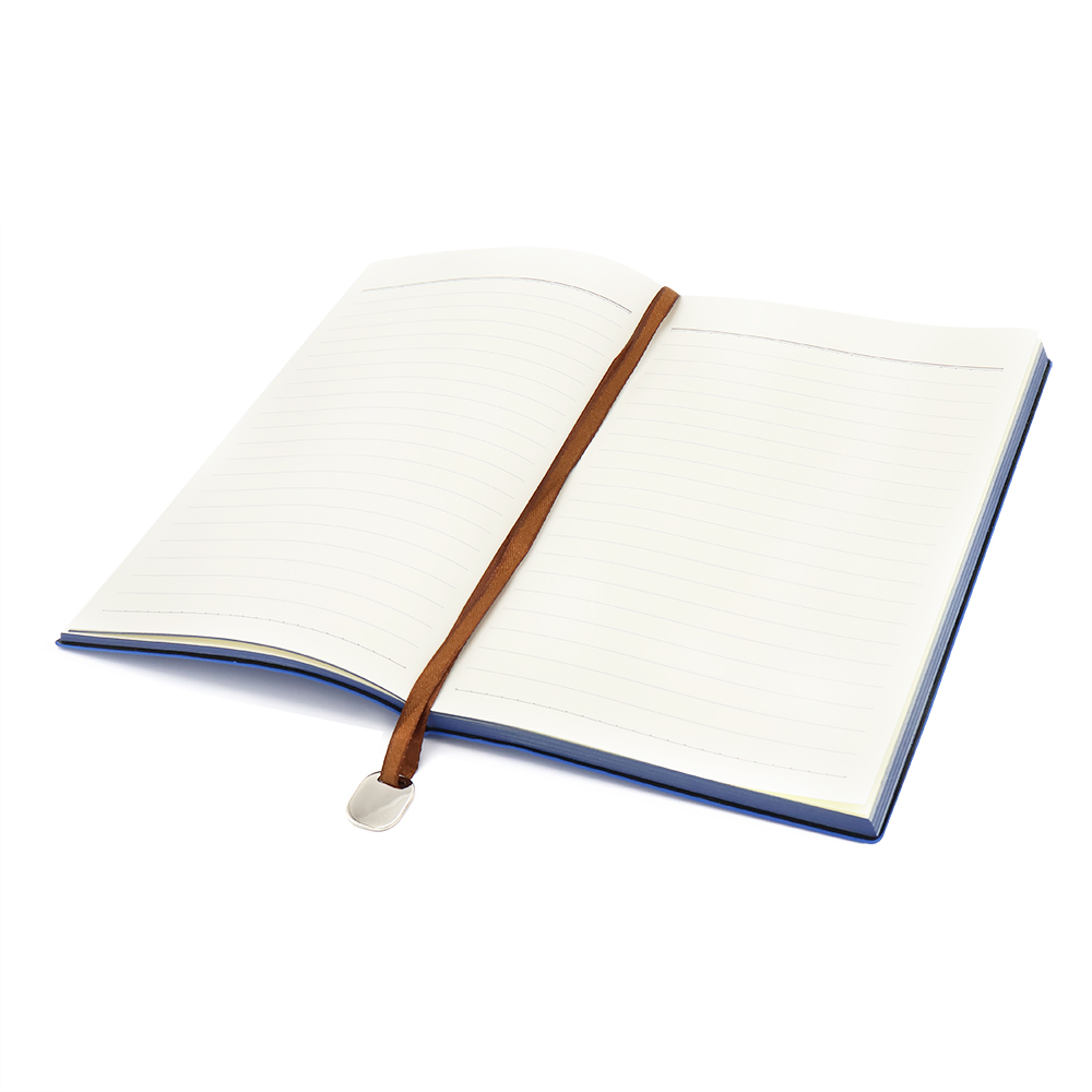 Блокнот A5 Shell в мягком переплёте c металлической биркой, Синий-1