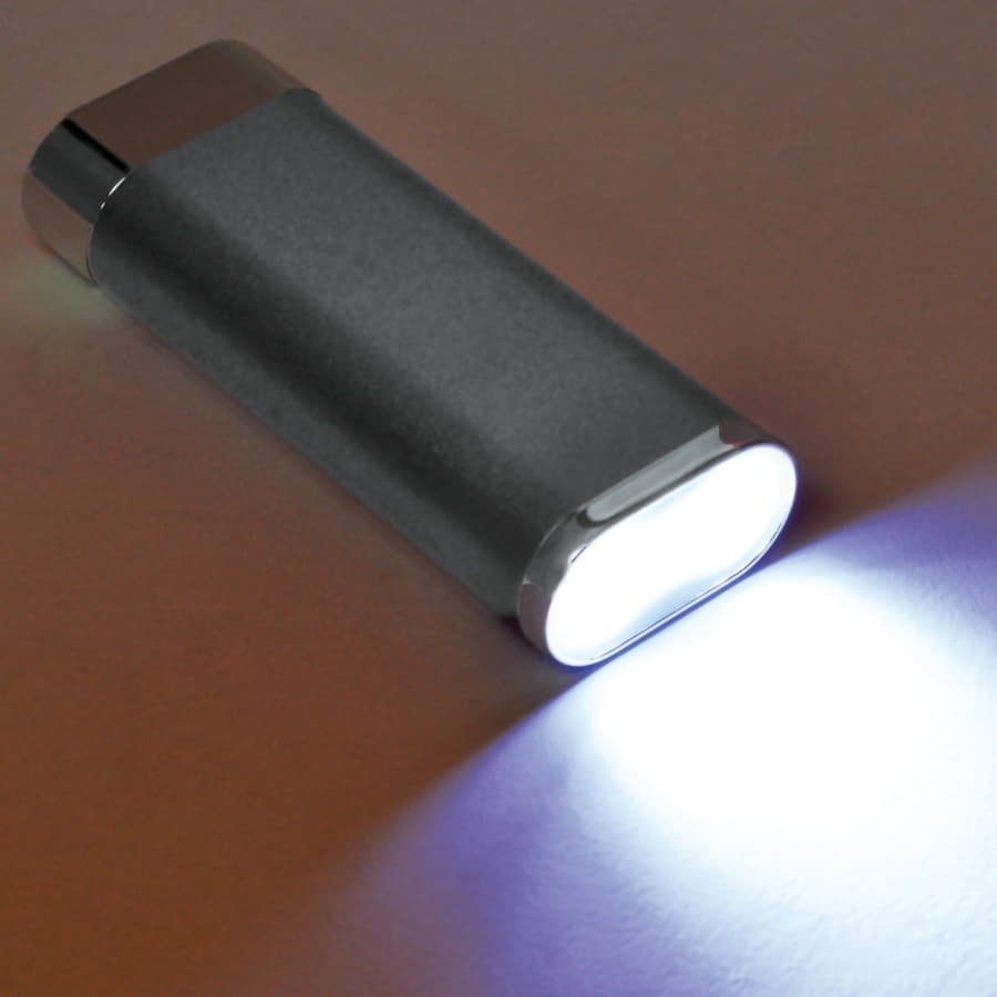 Универсальное зарядное устройство "Light" (5200mAh) с фонариком, серебристый-3
