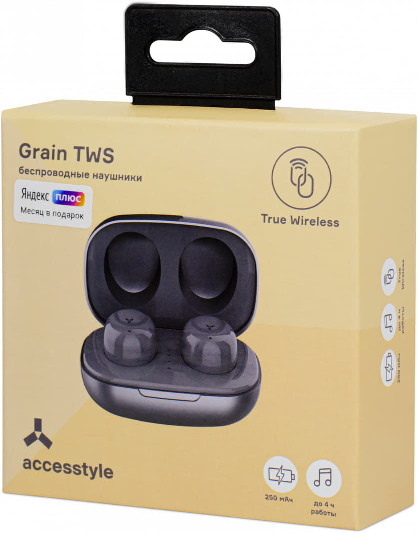 Беспроводные наушники ACCESSTYLE GRAIN TWS, темно-серый, темно-серый-5
