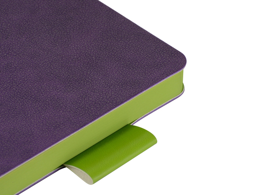 Ежедневник А5 датированный Boston 2026, фиолетовый с салатовым обрезом-4
