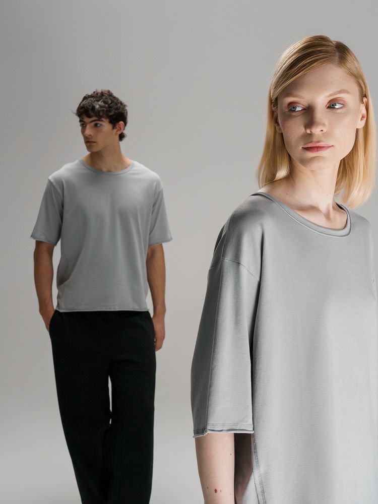 Футболка оверсайз унисекс Vozduh, светло-серая-6