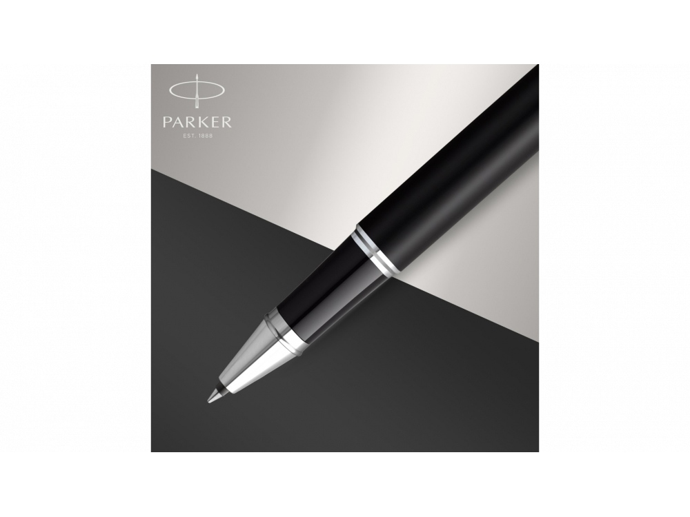 Ручка-роллер Parker IM Mat Black CT,стержень: F, цвет чернил: black, в подарочной упаковке.-5