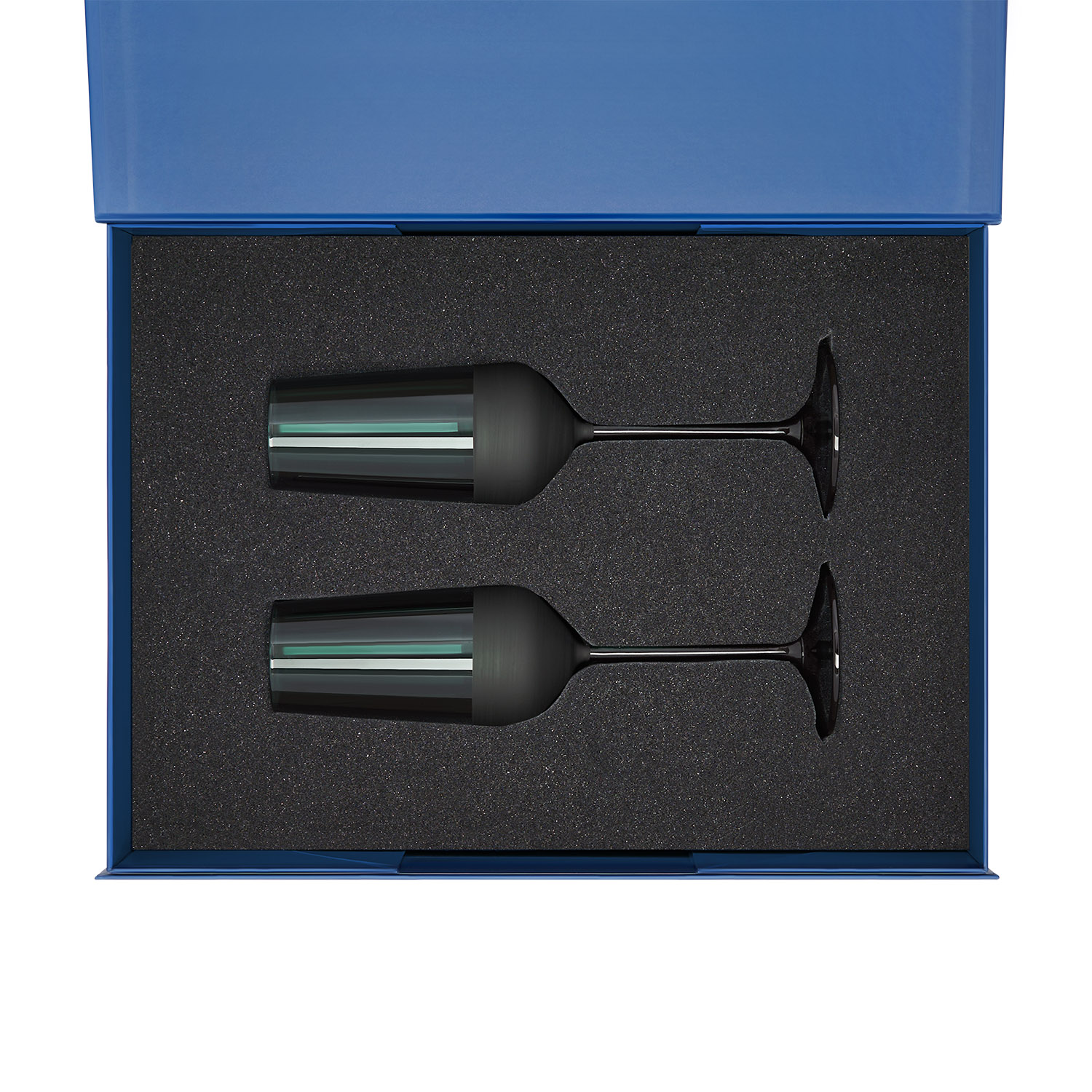 Подарочный набор 2 бокала для шампанского Эмеральд (Emerald) в синей коробке-1