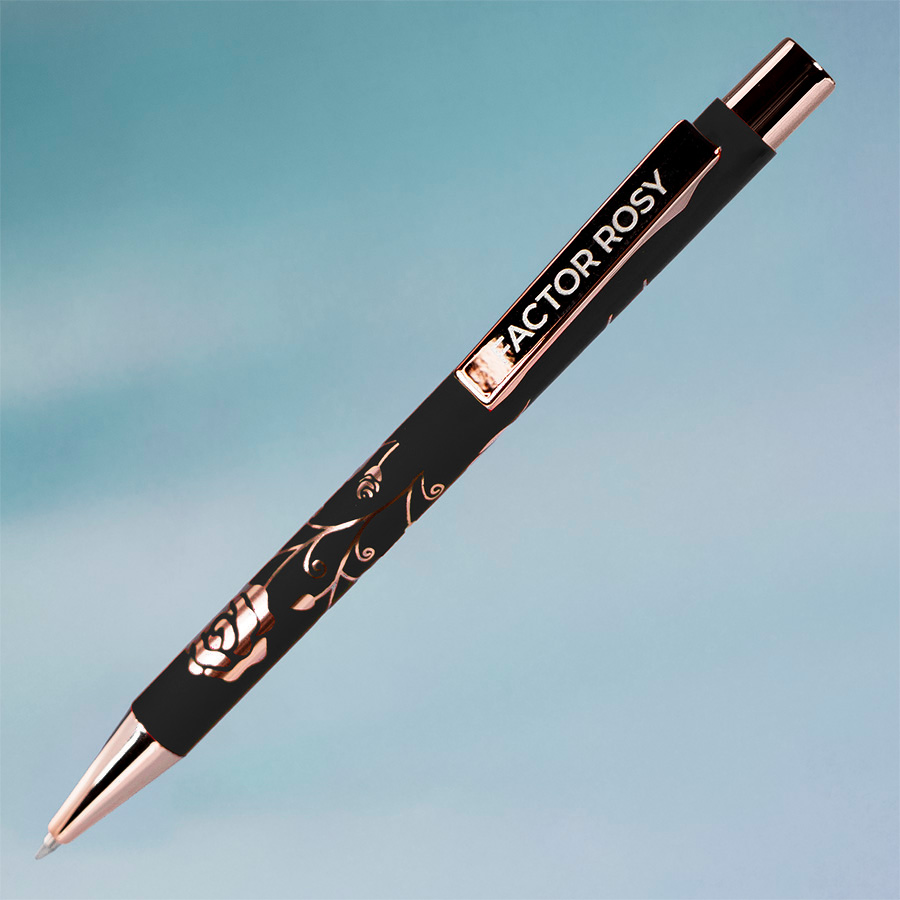Ручка шариковая FACTOR ROSY, черный, розовое золото-1