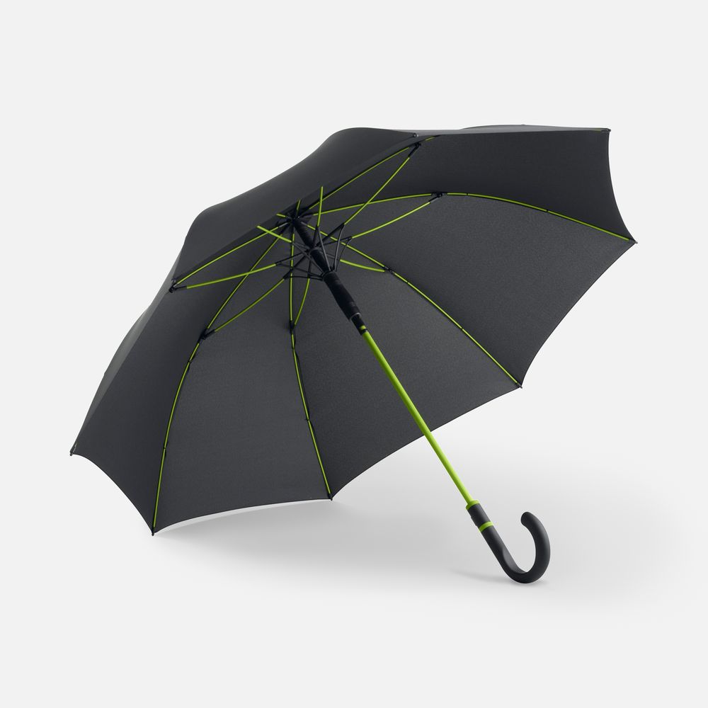 Зонт-трость с цветными спицами Color Style, зеленое яблоко, с черной ручкой-0