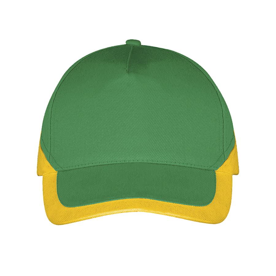 Бейсболка BOOSTER, 5 клиньев, металлическая застежка, желтый, зеленый-2