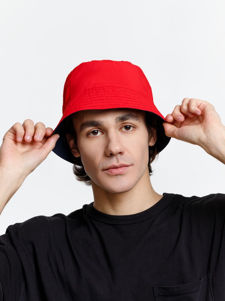 Панама Nylon двусторонняя, темно-синяя с красным-4