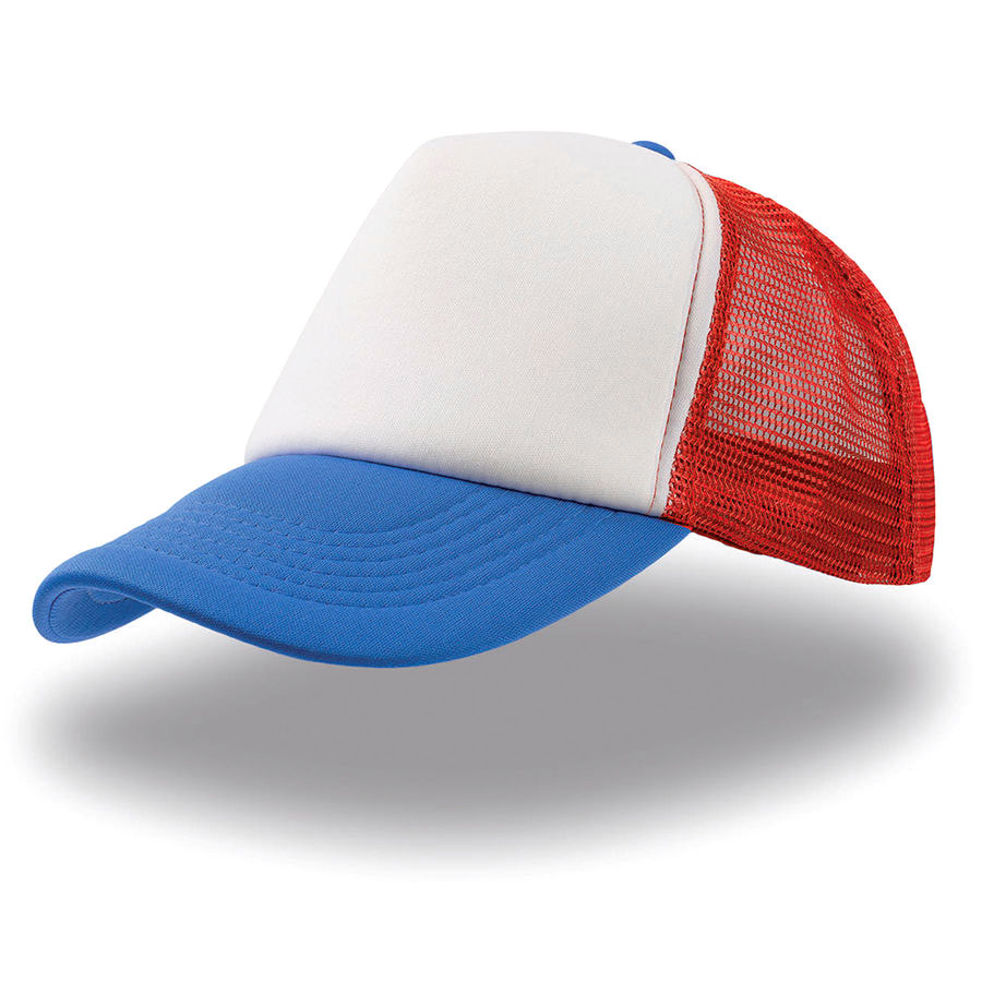 Бейсболка RAPPER, 5 клиньев, пластиковая застежка, красный, белый-0