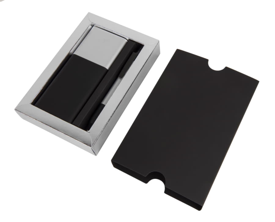 Набор подарочный BLACK GUN; универсальное зарядное устройство(10000мАh) и ручка; серебристый, черный, серебристый-1