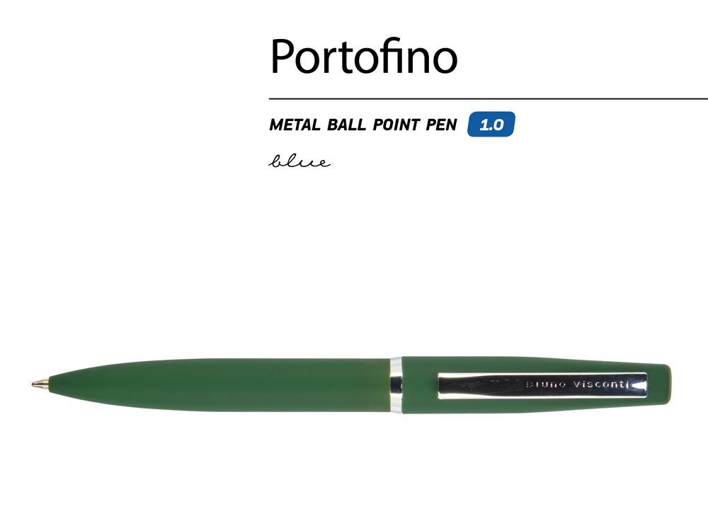 Ручка металлическая шариковая Portofino, софт-тач, 1.0 мм, зеленый-1
