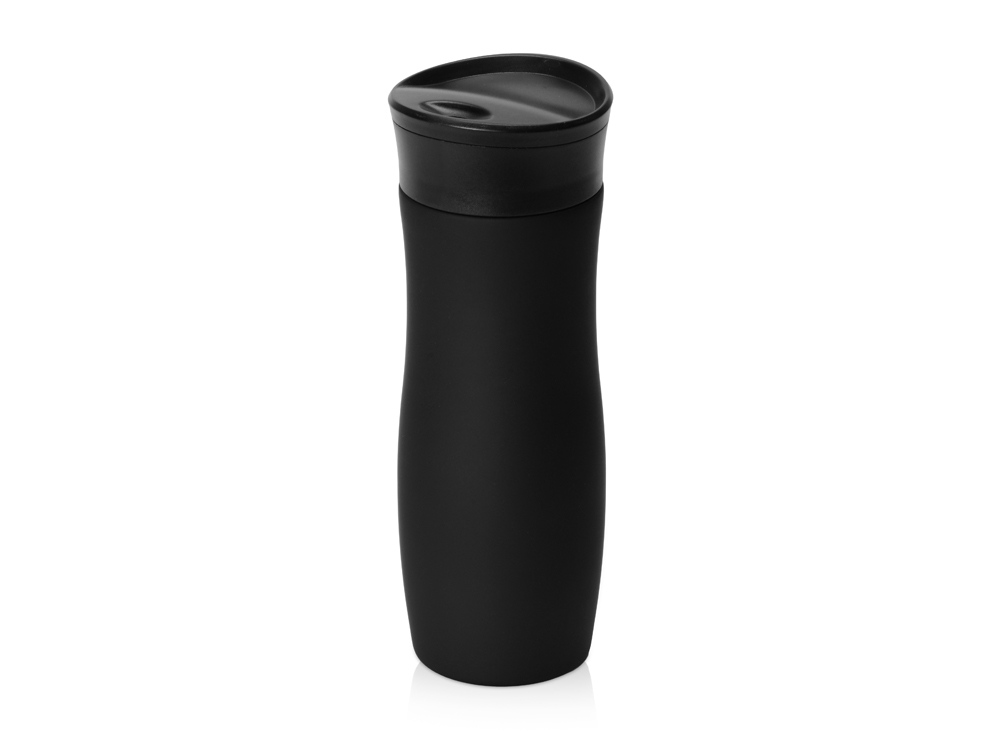 Вакуумная термокружка с кнопкой Streamline, Waterline, soft-touch, тубус, черный-1