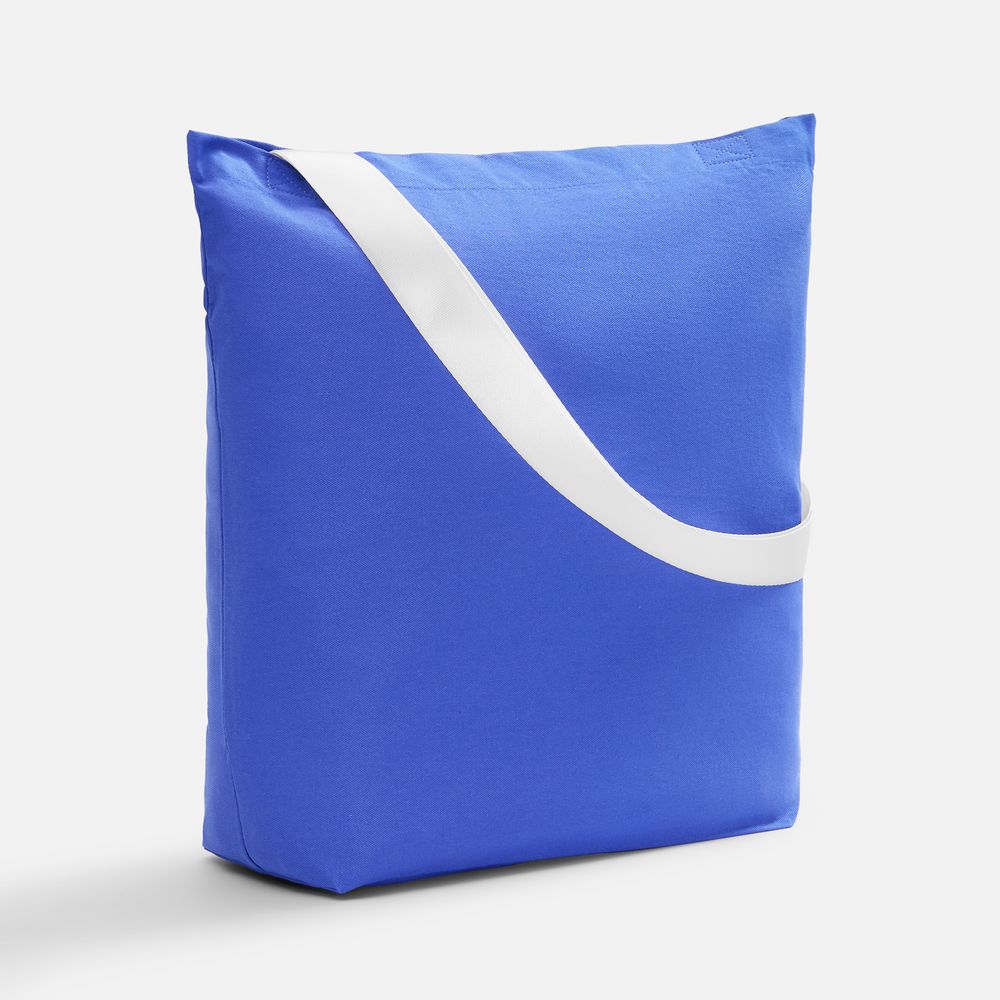 Шопер B5, синий с широкими белыми ручками-0