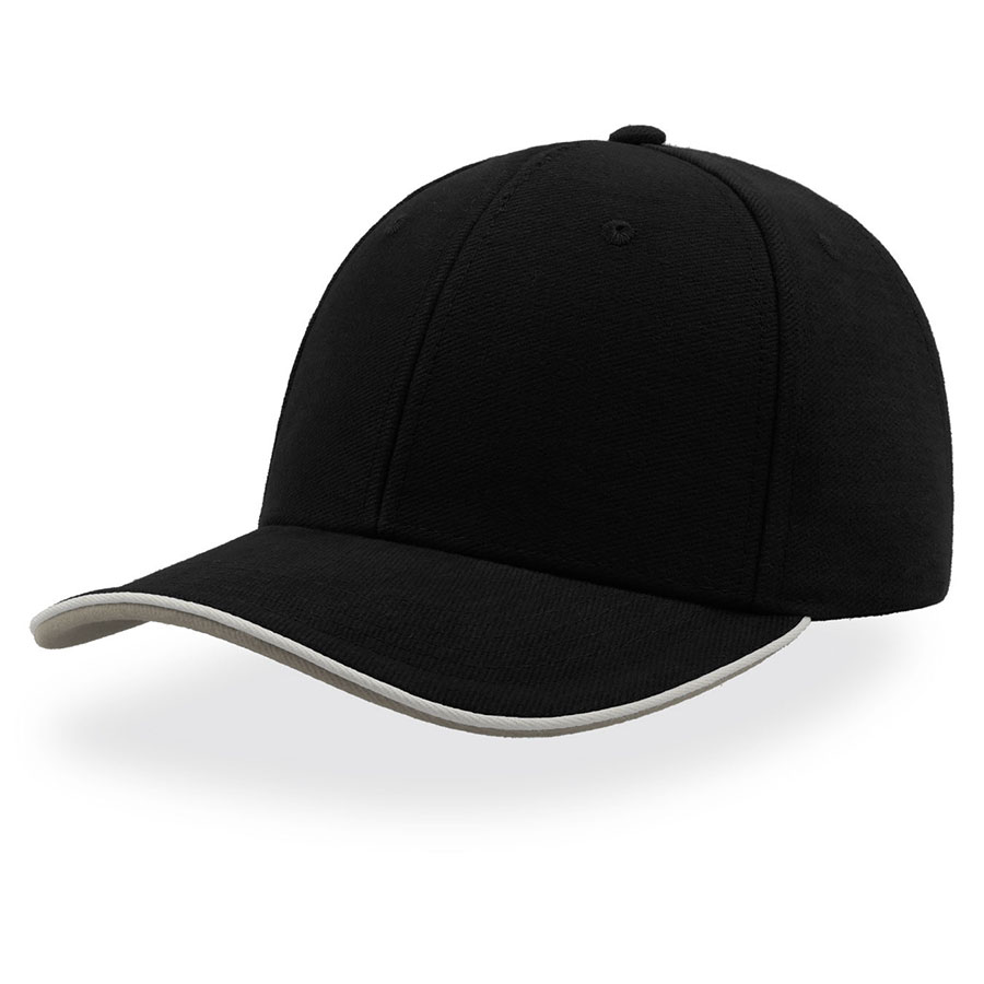 Бейсболка PILOT PIPING SANDWICH, 6 клиньев, металлическая застежка, черный, белый-0
