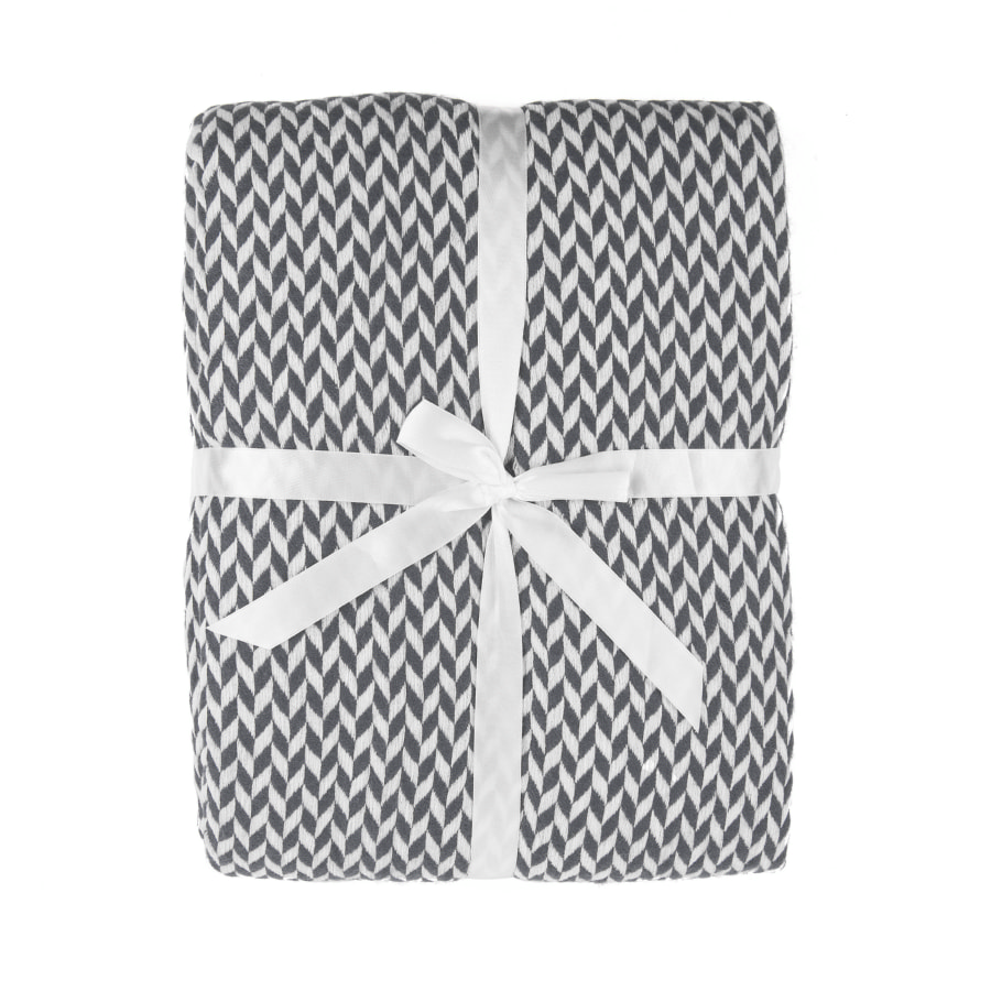 Плед VILLAGE, 130х150 см, акрил 220гр/м2, серый, белый-0