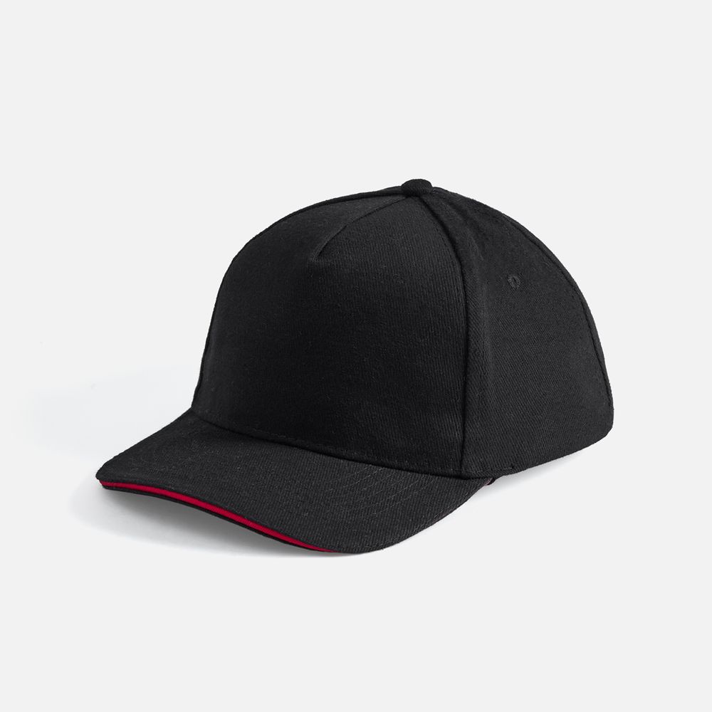 Бейсболка Long Beach, черная с красным-1
