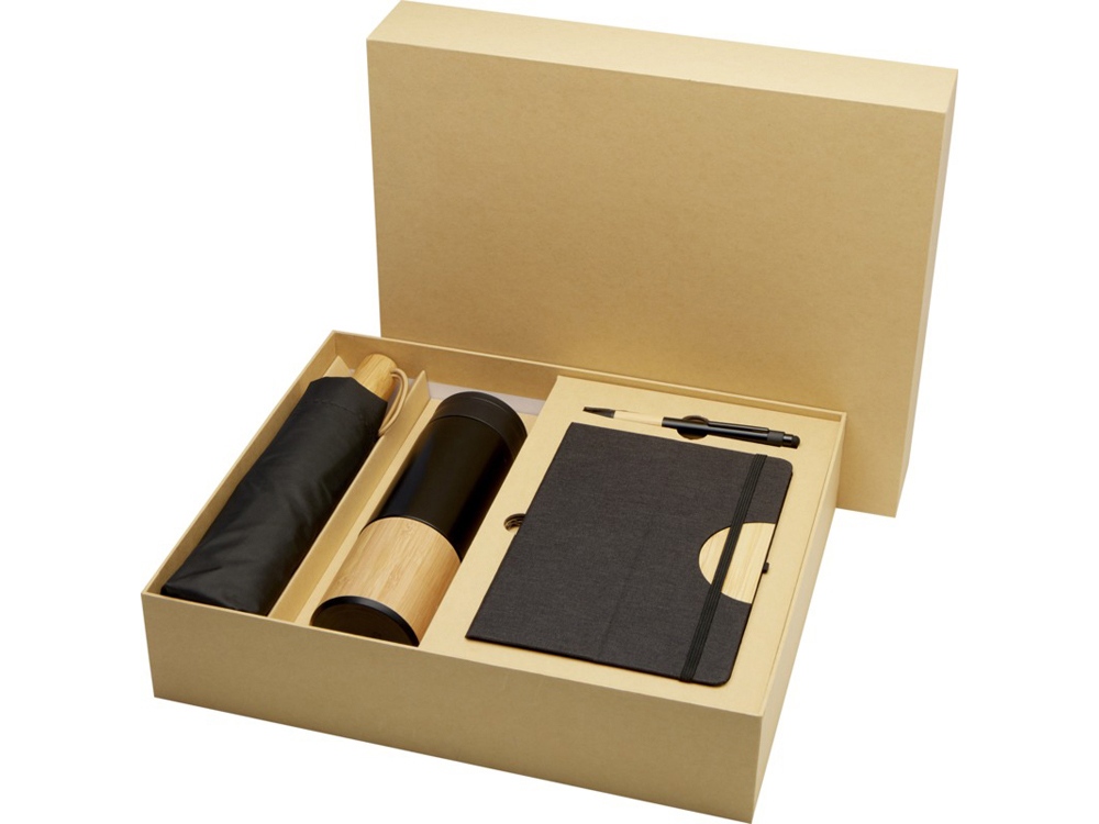 Carmen подарочный набор из блокнота формата А5 в твердой обложке и шариковой ручки - сплошной черный-0