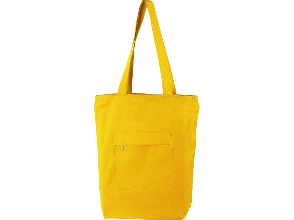 Сумка на молнии Zipper из хлопка 280 г c карманом на молнии спереди, желтый-4