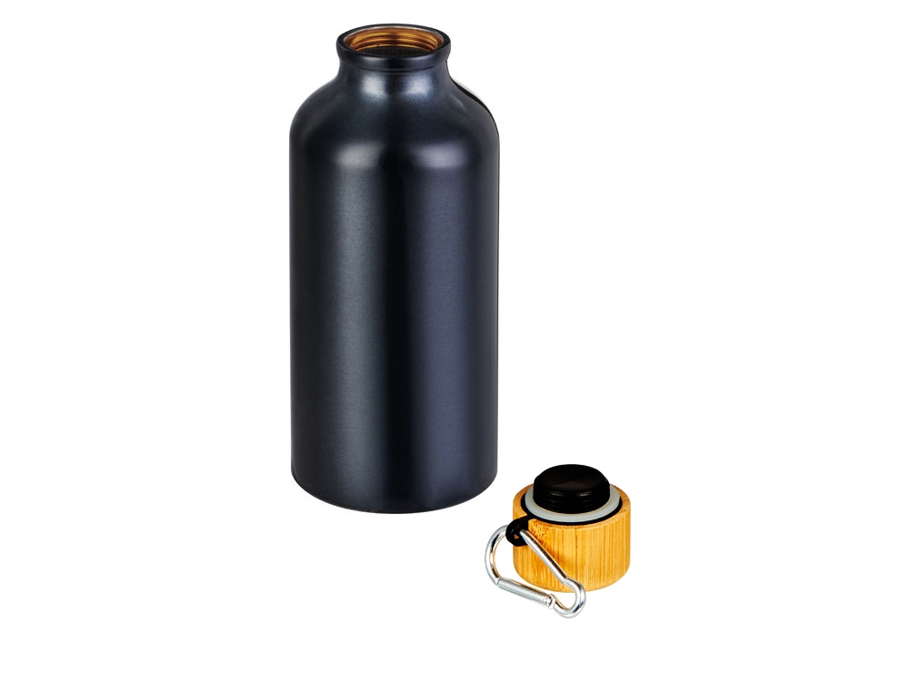 Бутылка Hip S Bamboo с карабином 400мл, мокрый асфальт-1