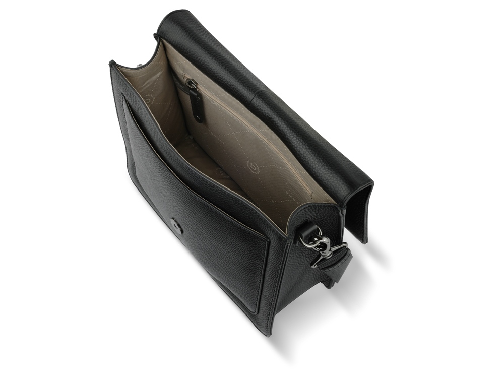 Сумка через плечо женская BUGATTI Elsa, чёрная, воловья кожа/полиэстер, 25х8,5х20 см-4