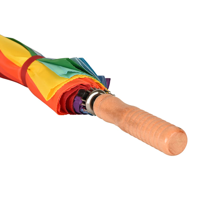 Зонт-трость  "Радуга", деревянная ручка, полуавтомат, разные цвета-6