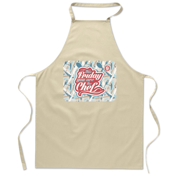 Кухонный фартук из хлопка, бежевый-10