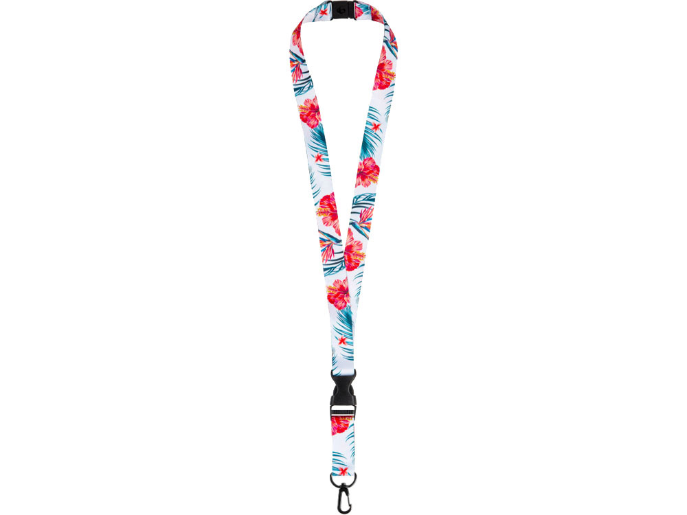 Ланъярд 2 см под сублимацию с карабином, межуровневым замком и замком обрыва, черный-2