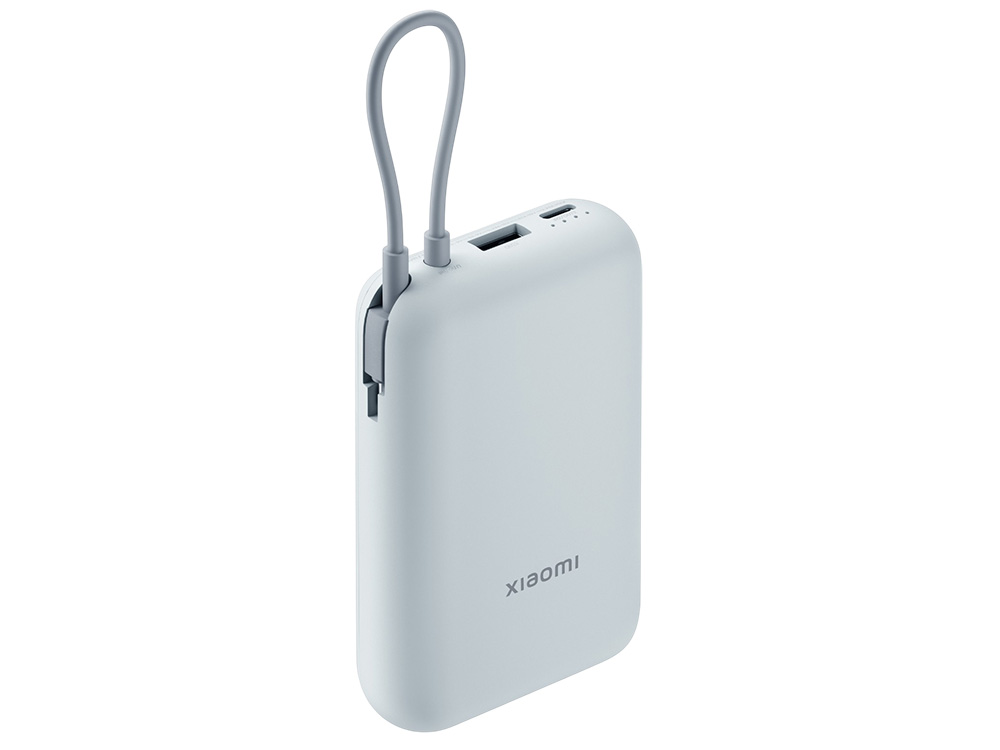 Внешний аккумулятор со встроенным кабелем Mi Power Bank 10000mAh (Integrated Cable) Ice Blue GL-1