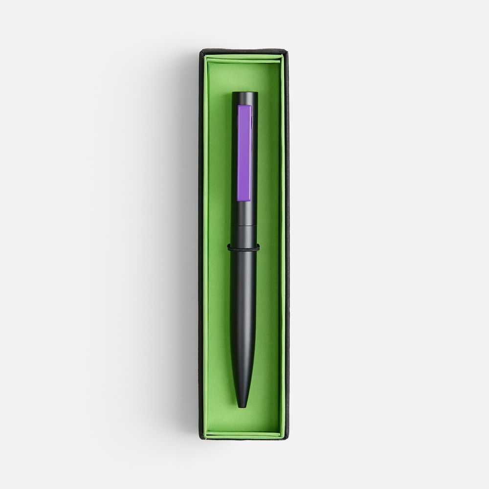 Ручка шариковая Inkolor в футляре, черная с фиолетовым-1
