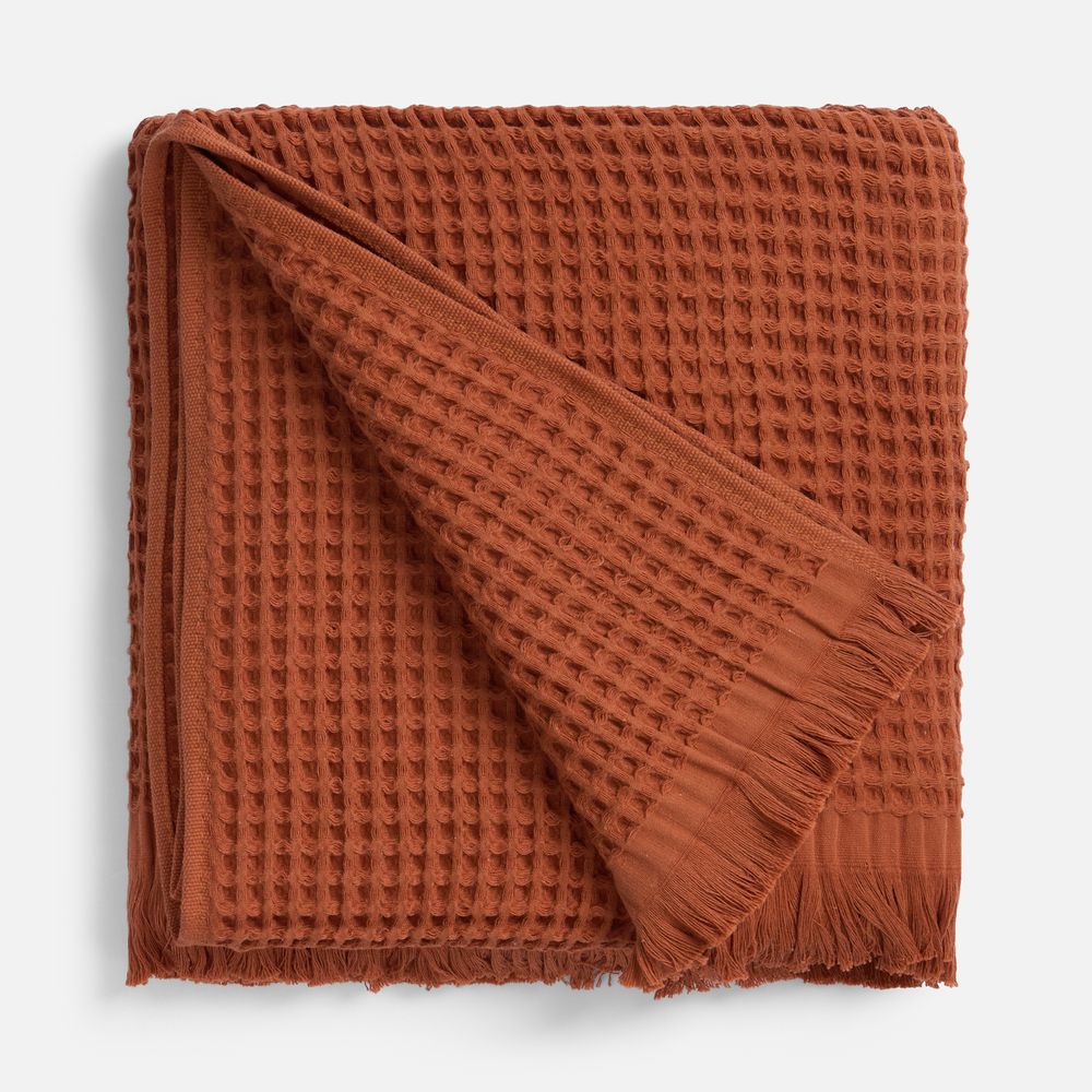 Плед вафельный Elenglect, оранжевый-1