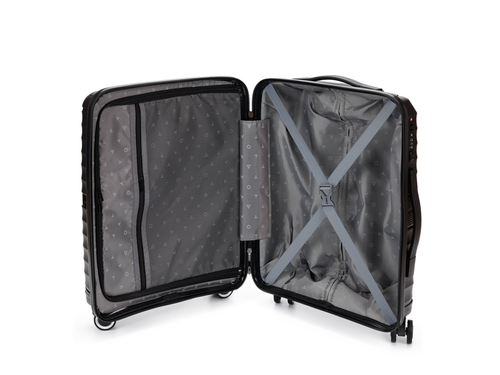 Чемодан TORBER Nevo, чёрный, полипропилен, 40 х 25 х 55 см, 32 л-1