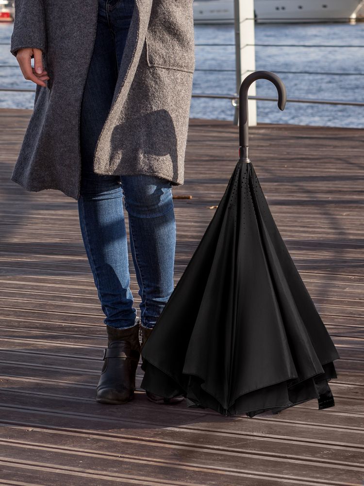 Зонт наоборот Style, трость, черный-4