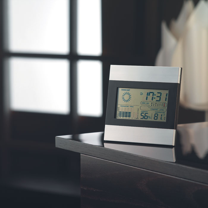 Метеостанция с часами, тускло-серебряный-4