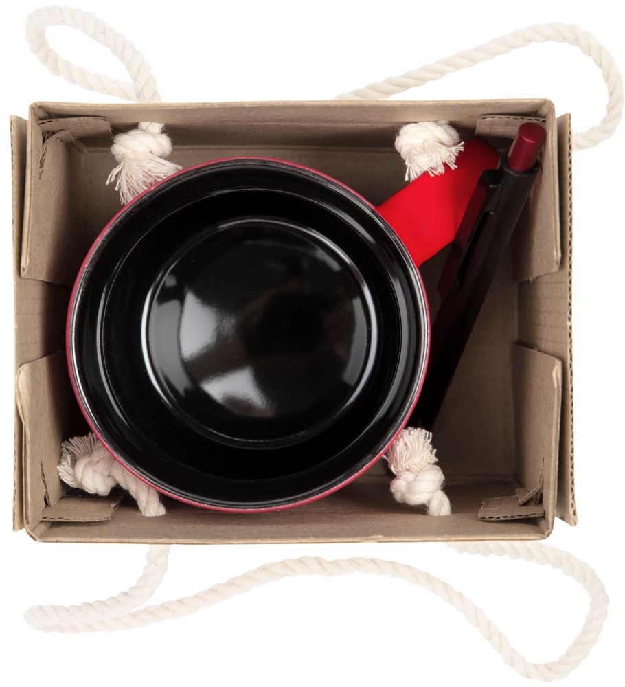 Набор Color Block: кружка и ручка, красный с черным-1