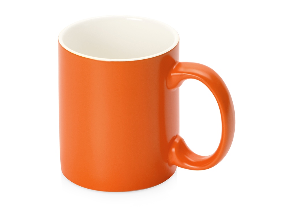 Матовая кружка Марко базовой формы, цветная снаружи, белая внутри, оранжевый-0
