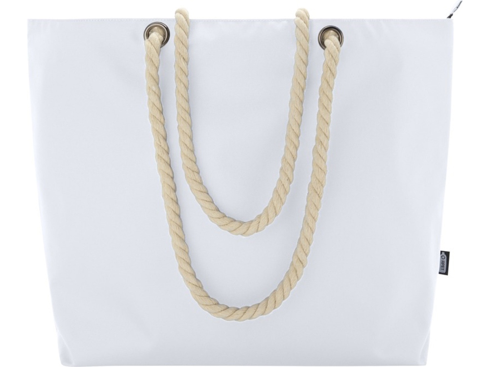 Panama пляжная эко-сумка-холодильник из переработанного материала, с ручками-шнурками 23L, белый-1