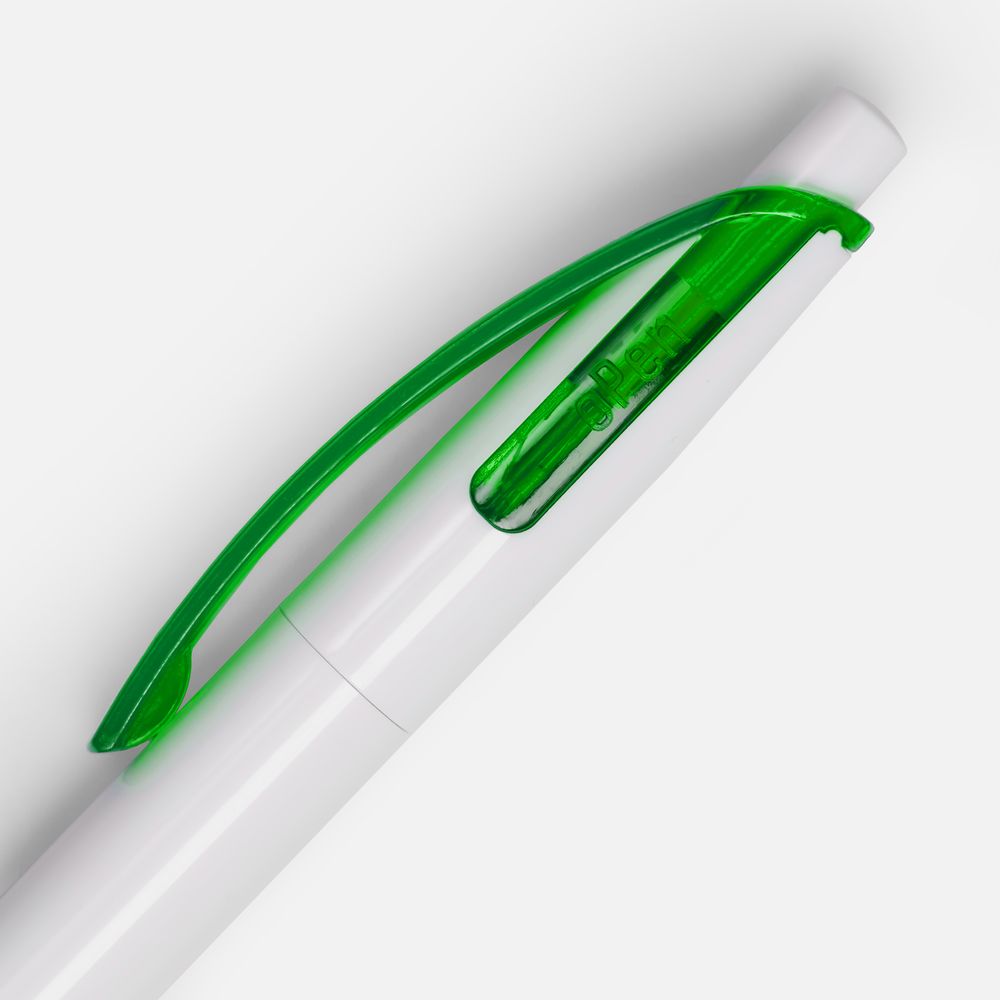 Ручка шариковая Bento, белая с зеленым-2
